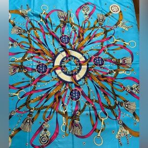 Vibrant Blue and Pink Patterned Scarf